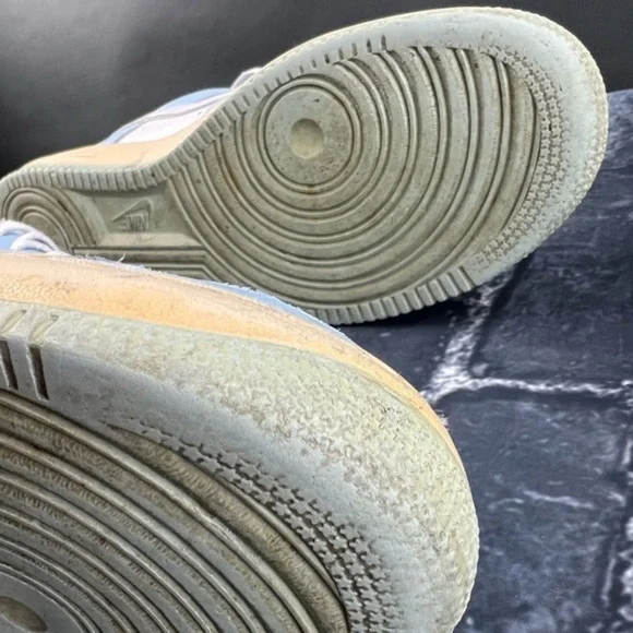 Vintage NIKE Air Force 1 Low Baby Sky Blue & White on Gum & Green - Picture 12 of 15